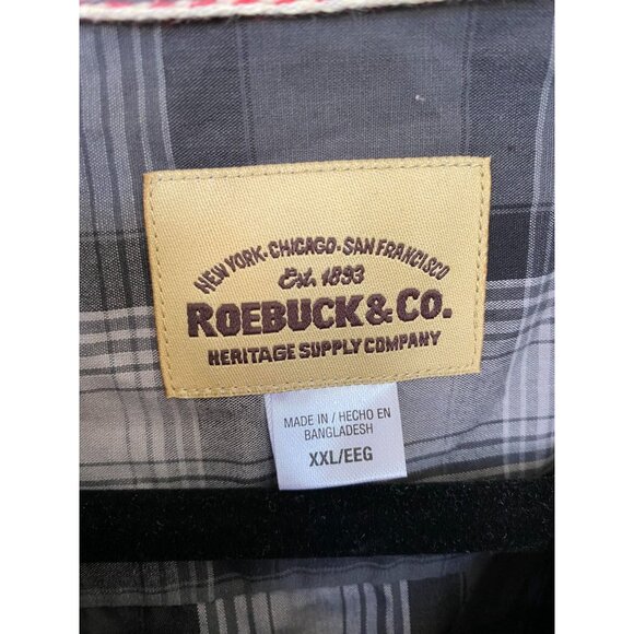 NWT Roebuck & Co Mens Gray shirt XXL long sleeve collared‎ cotton button up - Picture 3 of 7